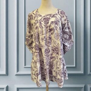 HAPPY X NATURE women's poplin boho cottagecore purple floral dress Size XS